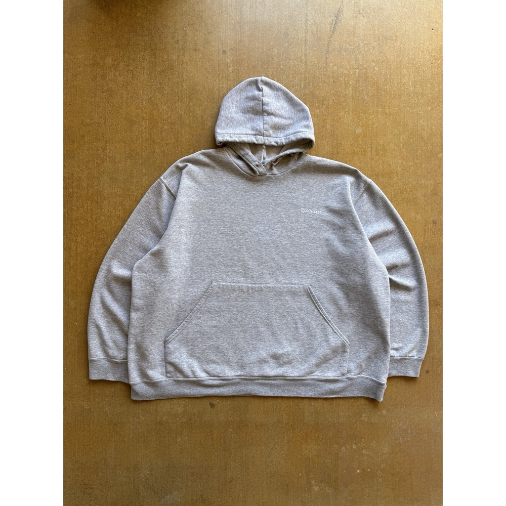 VTG 90s Carhartt Gray Blank Heavy Cotton Hoodie Sweater Skater Surfer XXL